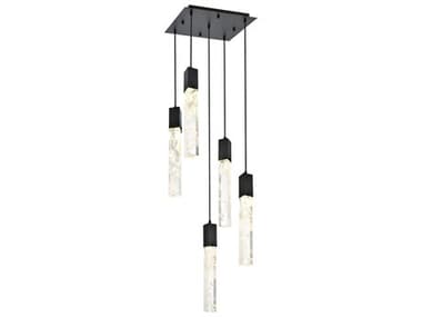 Elegant Lighting Aurora 5-Light Black Linear Pendant EG2088D16BK