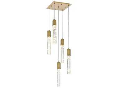 Elegant Lighting Aurora 5-Light Satin Gold Linear Pendant EG2088D16SG