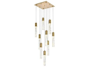 Elegant Lighting Aurora 9-Light Satin Gold Linear Pendant EG2088D20SG