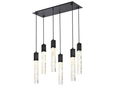 Elegant Lighting Aurora 6-Light Black Linear Island Pendant EG2088D32BK