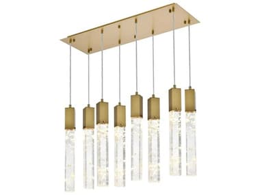 Elegant Lighting Aurora 8-Light Satin Gold Linear Island Pendant EG2088D36SG