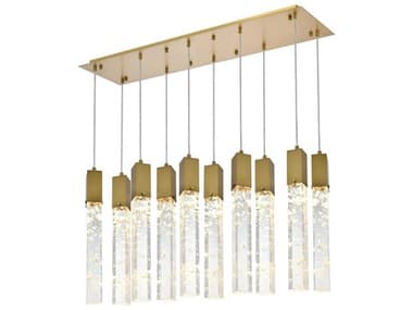 Elegant Lighting Aurora 10-Light Satin Gold Linear Island Pendant EG2088D42SG