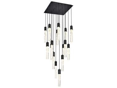 Elegant Lighting Aurora 16-Light Black Linear Pendant EG2088G30BK