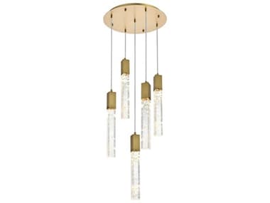 Elegant Lighting Aurora 5-Light Satin Gold Linear Pendant EG2089D20SG