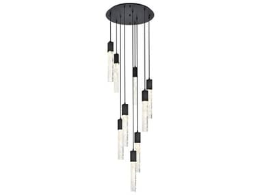 Elegant Lighting Aurora 9-Light Black Linear Pendant EG2089D24BK