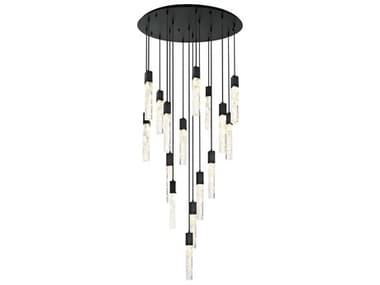 Elegant Lighting Aurora 16-Light Black Linear Pendant EG2089G36BK