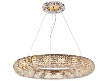 Elegant Lighting Paris 41" 18-Light8-Light Gold And Clear Crystal Round Pendant EG2114G41GRC