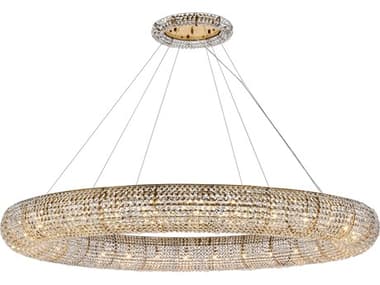 Elegant Lighting Paris 71" 30-Light Gold And Clear Crystal Round Pendant EG2114G71GRC