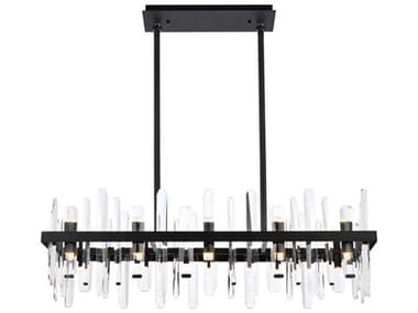 Elegant Lighting Serena 36" 20-Light Black Crystal Linear Island Pendant EG2200G36BK
