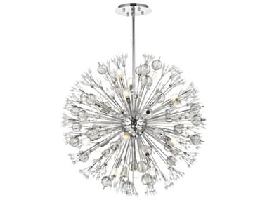 Elegant Lighting Vera 32" 18-Light8-Light Chrome Crystal Glass Sputnik Pendant EG2500D32C