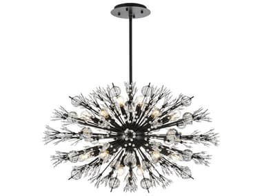 Elegant Lighting Vera 36" 24-Light Black Crystal Glass Sputnik Island Pendant EG2500D36BK