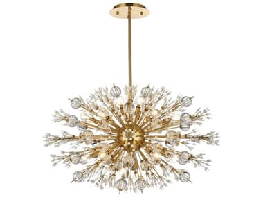 Elegant Lighting Vera 36" 24-Light Gold Crystal Glass Sputnik Island Pendant EG2500D36SG