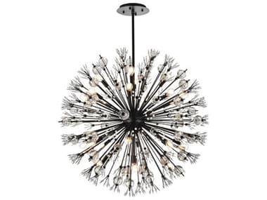 Elegant Lighting Vera 38" 24-Light Black Crystal Glass Sputnik Pendant EG2500D38BK