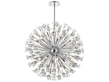 Elegant Lighting Vera 38" 24-Light Chrome Crystal Glass Sputnik Pendant EG2500D38C