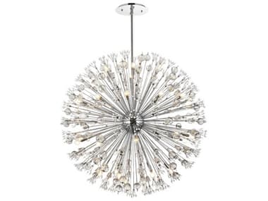 Elegant Lighting Vera 50" 34-Light Chrome Crystal Glass Sputnik Pendant EG2500D50C