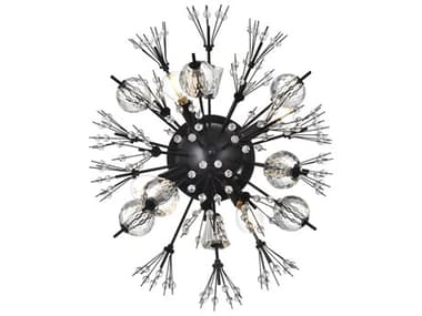 Elegant Lighting Vera 14" Tall 4-Light Black Crystal Glass Wall Sconce EG2500W19BK