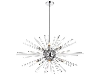 Elegant Lighting Sienna 32" 10-Light Chrome Crystal Glass Sputnik Pendant EG2502D32C