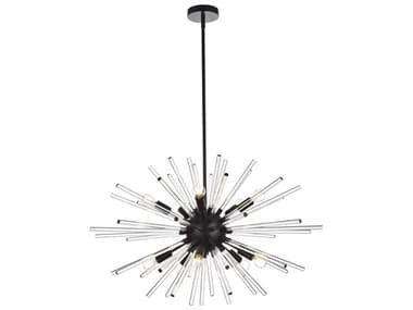 Elegant Lighting Sienna 36" 10-Light Black Crystal Glass Sputnik Pendant EG2502D36BK