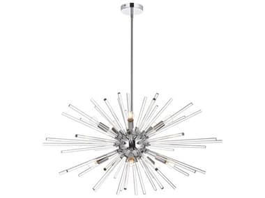 Elegant Lighting Sienna 36" 10-Light Chrome Crystal Glass Sputnik Pendant EG2502D36C