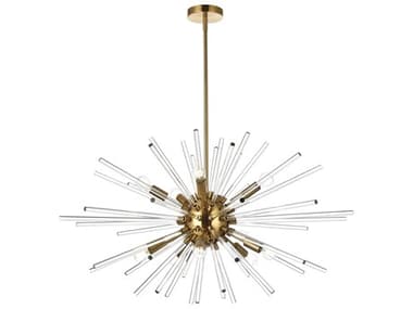 Elegant Lighting Sienna 36" 10-Light Gold Crystal Glass Sputnik Pendant EG2502D36SG