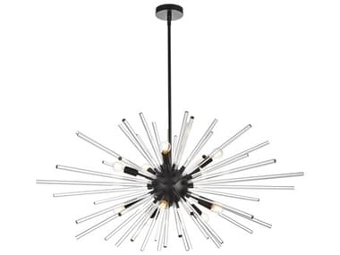 Elegant Lighting Sienna 42" 10-Light Black Crystal Glass Sputnik Pendant EG2502D42BK