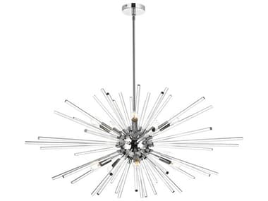 Elegant Lighting Sienna 42" 10-Light Chrome Crystal Glass Sputnik Pendant EG2502D42C