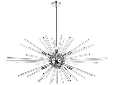 Elegant Lighting Sienna 46" 10-Light Chrome Crystal Glass Sputnik Pendant EG2502D46C