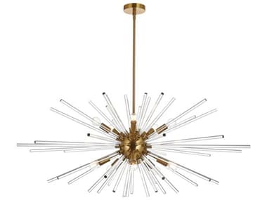 Elegant Lighting Sienna 46" 10-Light Gold Crystal Glass Sputnik Pendant EG2502D46SG