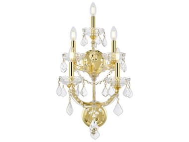 Elegant Lighting Maria Theresa 29" Tall 5-Light Gold Clear Crystal Glass Wall Sconce EG2800W5GRC