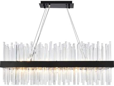 Elegant Lighting Dallas 36" 20-Light Black Crystal Linear Island Pendant EG3000G36BK