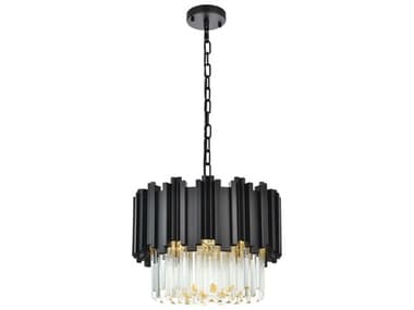 Elegant Lighting Willow 4-Light Black Drum Chandelier EG3400D16BK