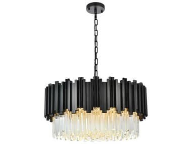 Elegant Lighting Willow 8-Light Black Drum Chandelier EG3400D24BK