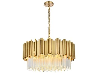 Elegant Lighting Willow 8-Light Satin Gold Drum Chandelier EG3400D24SG