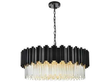 Elegant Lighting Willow 10-Light Black Drum Chandelier EG3400D32BK