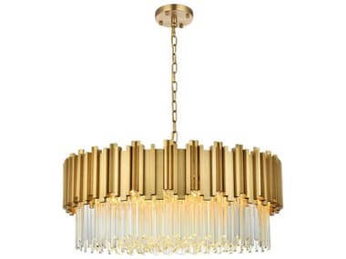 Elegant Lighting Willow 10-Light Satin Gold Drum Chandelier EG3400D32SG