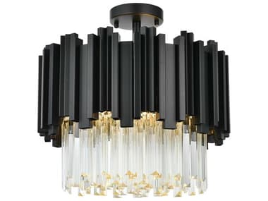 Elegant Lighting Willow 4-Light Black Drum Semi Flush Mount EG3400F16BK