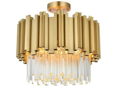 Elegant Lighting Willow 4-Light Satin Gold Drum Semi Flush Mount EG3400F16SG