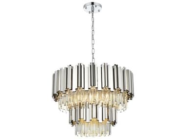 Elegant Lighting Willow 8-Light Chrome Drum Tiered Chandelier EG3400G24C