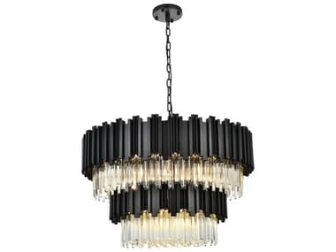 Elegant Lighting Willow 12-Light Black Drum Tiered Chandelier EG3400G32BK