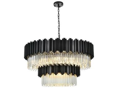 Elegant Lighting Willow 16-Light Black Drum Tiered Chandelier EG3400G40BK