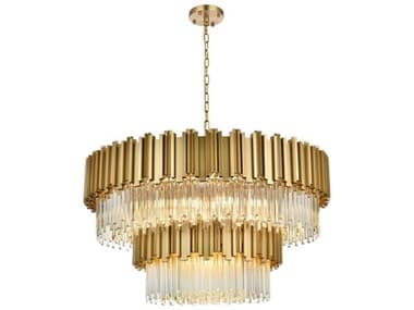 Elegant Lighting Willow 16-Light Satin Gold Tiered Chandelier EG3400G40SG