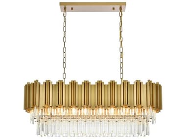 Elegant Lighting Willow 9-Light Satin Gold Tiered Island Pendant EG3401G36SG
