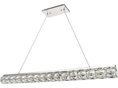 Elegant Lighting Valetta 48" 1-Light Chrome Clear Crystal LED Linear Island Pendant EG3501D48C