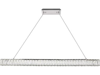 Elegant Lighting Monroe 47" 1-Light Chrome Clear Crystal LED Island Pendant EG3502D47C