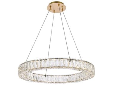 Elegant Lighting Monroe 26" 1-Light Gold Crystal LED Drum Pendant EG3503D26G