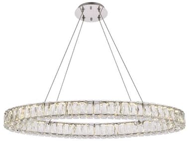 Elegant Lighting Monroe 36" 1-Light Chrome Crystal LED Drum Pendant EG3503D36C