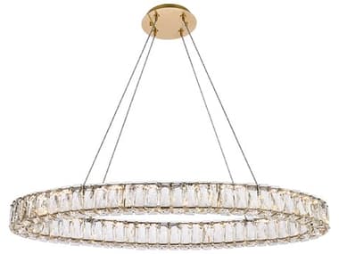 Elegant Lighting Monroe 36" 1-Light Gold Crystal LED Drum Pendant EG3503D36G