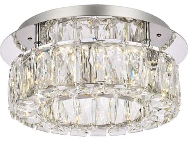 Elegant Lighting Monroe 12" 1-Light Chrome Crystal LED Drum Flush Mount EG3503F12C