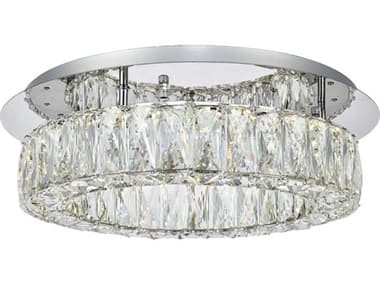 Elegant Lighting Monroe 17" 1-Light Chrome Clear Crystal LED Drum Semi Flush Mount EG3503F18C