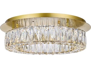 Elegant Lighting Monroe 17" Gold Clear Crystal LED Drum Flush Mount EG3503F18G